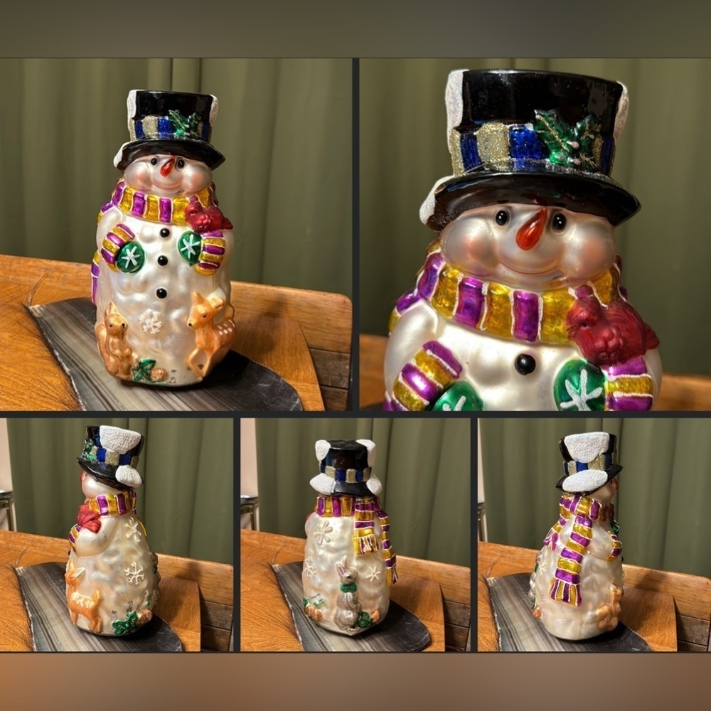 2004 Thomas Pacconi 14” Mercury Glass Tabletop Snowman Christmas Figurine
